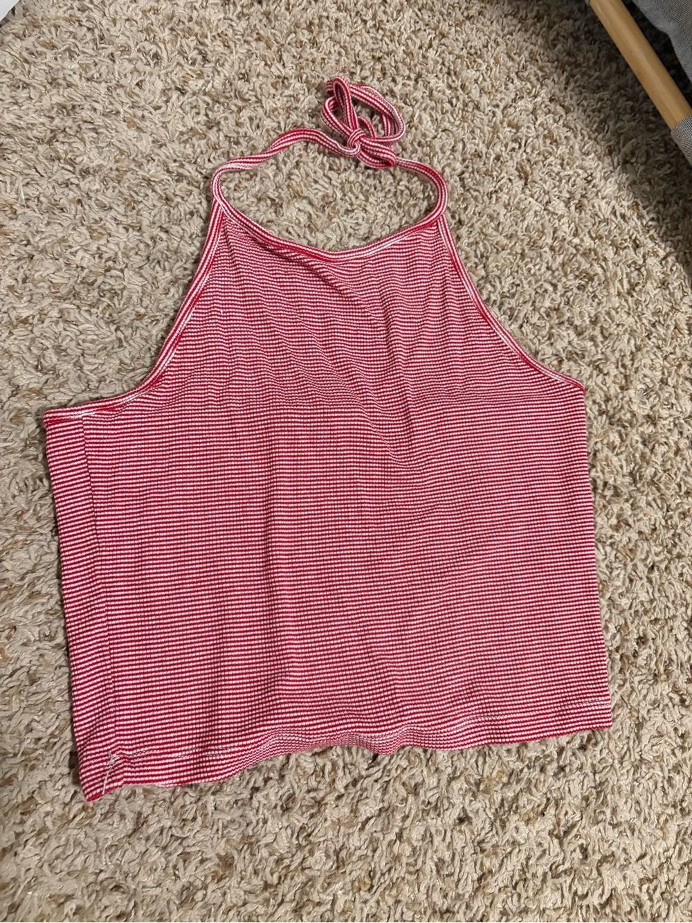 Women’s Red Striped Halter Tank Top